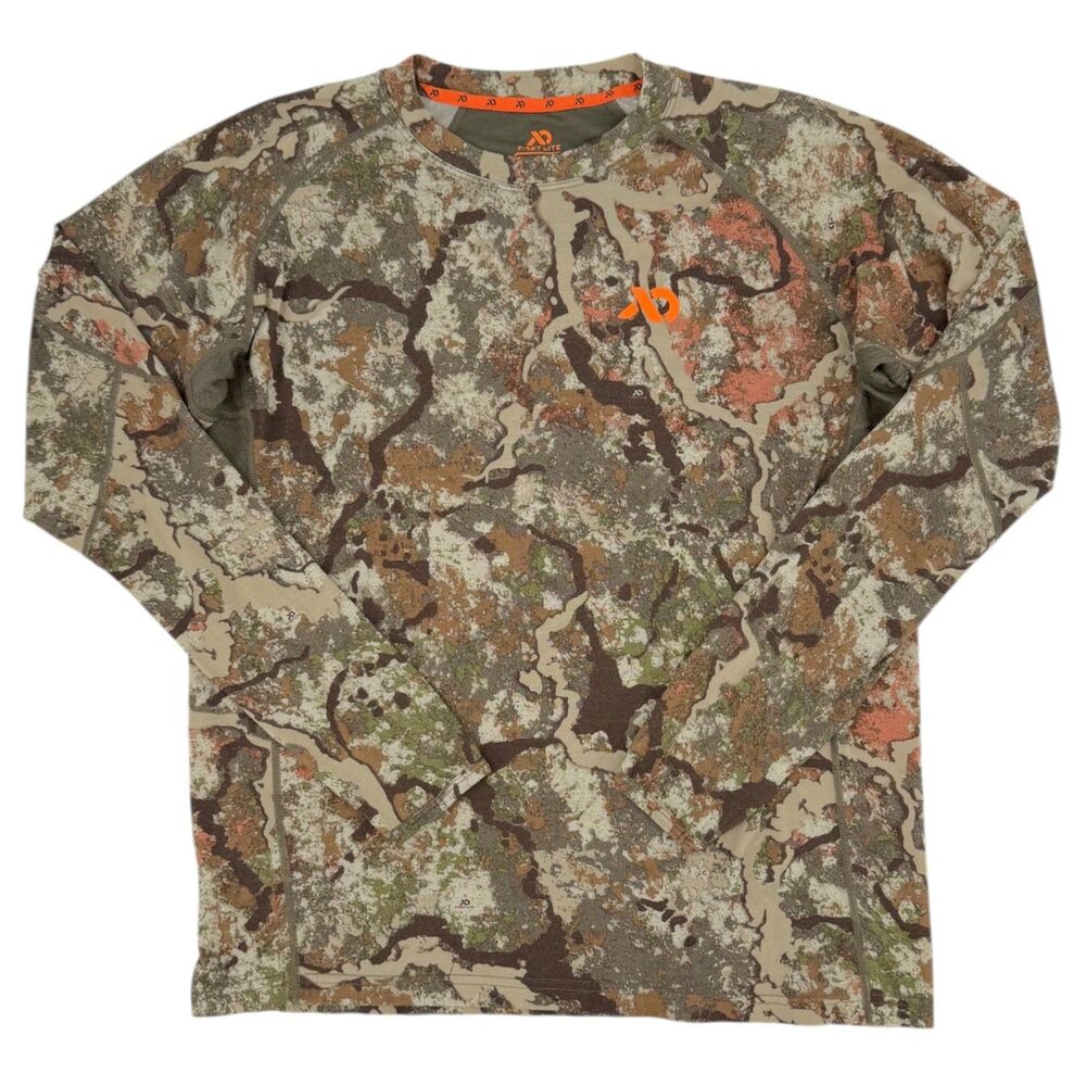 First Lite Men's AeroWool Wick Ultralight 150 Camo Base Layer Merino Shirt Large